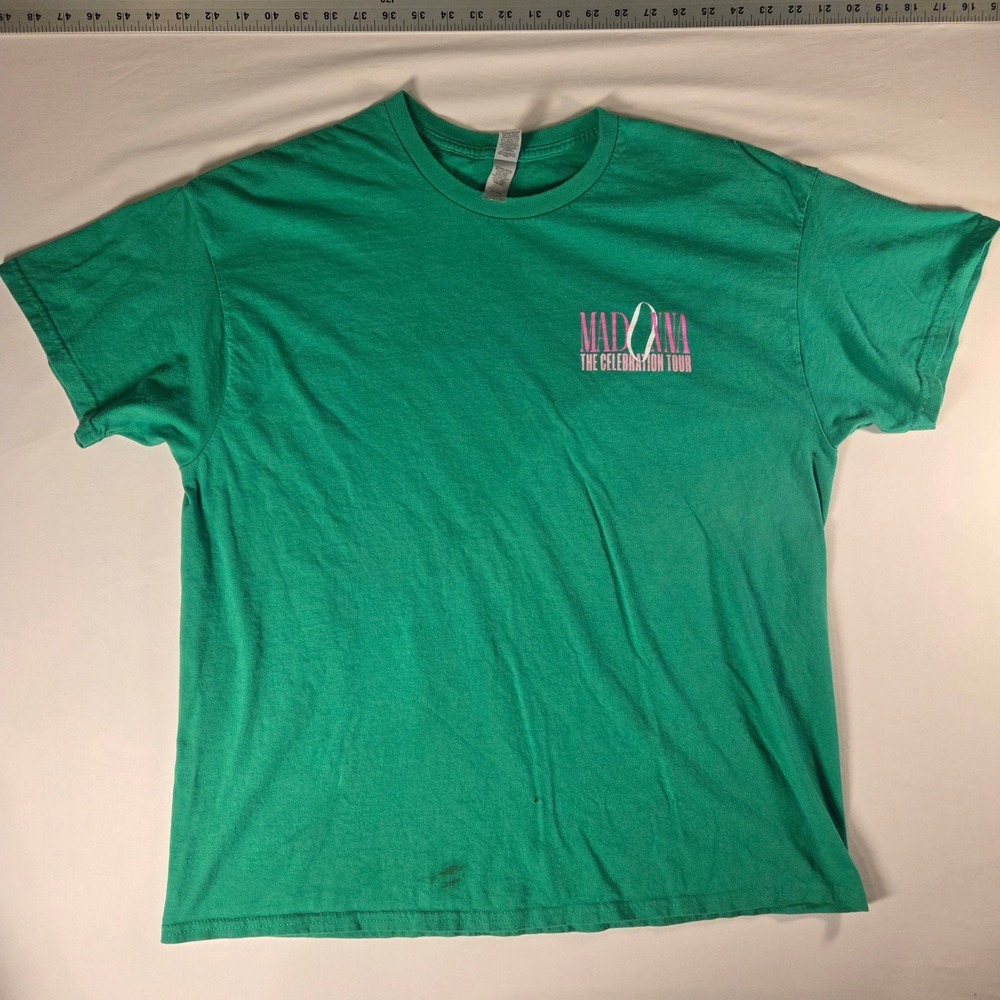 Madonna The Celebration Tour Party Crasher Local Crew T Shirt Green Size XL